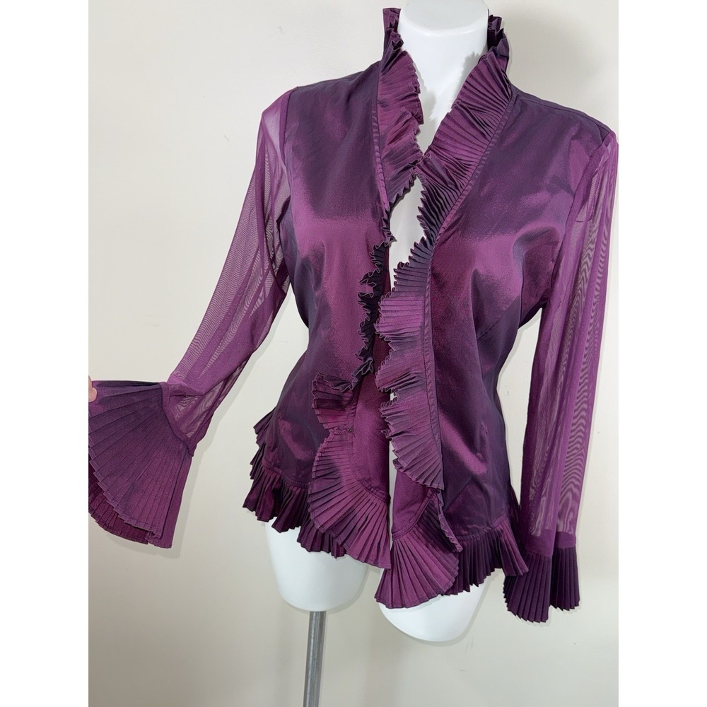J.R. Nites By Carol Lin Womens Size 14 Purple Victorian Ruffle Jacket Regency